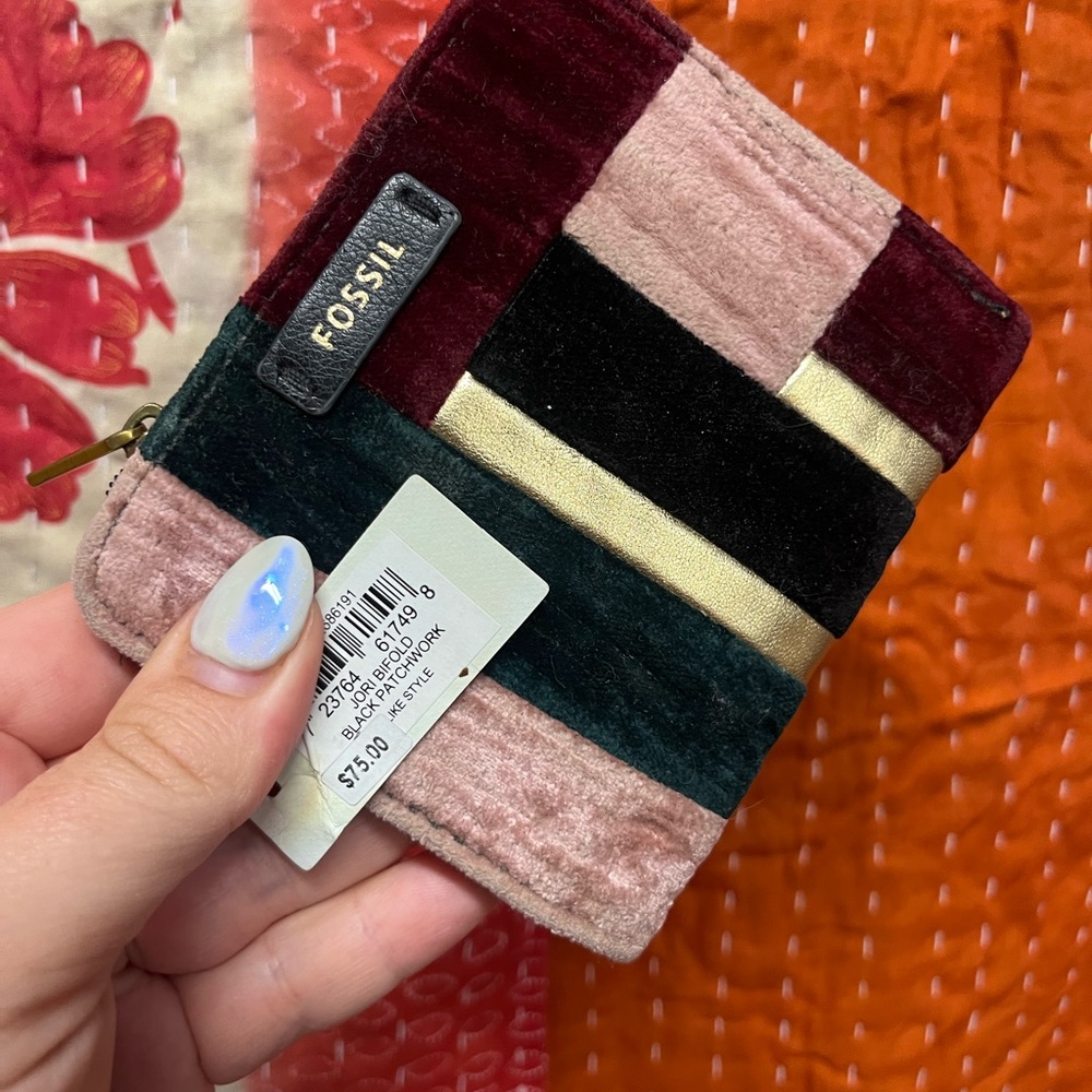 Fossil Multicolor Velvet Women's wallet with tags